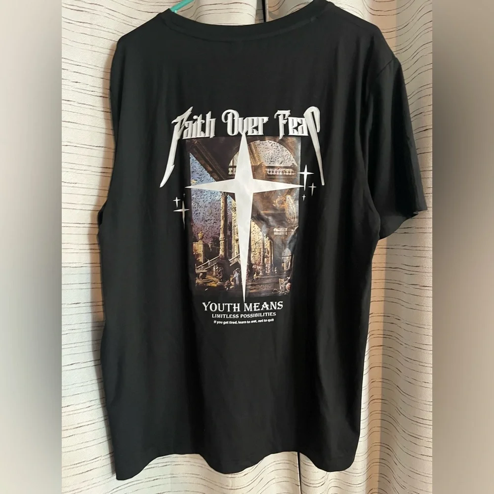Faith over Fear Men's TikTop Shop shirt Sz XL - Picture 4 of 10